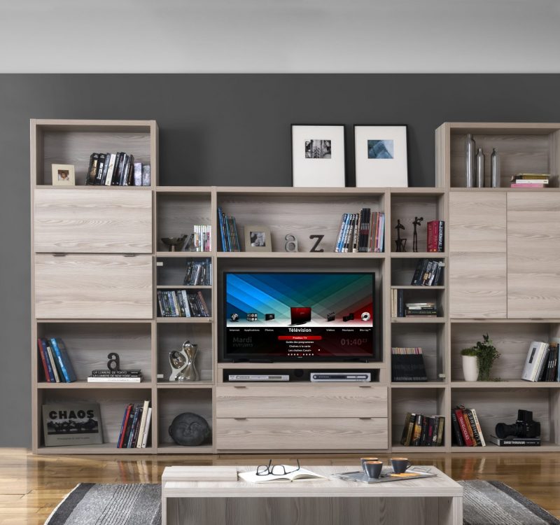 Bibliothèque modulable meuble TV Manhattan, meuble Tv