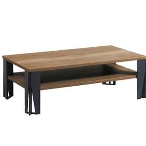Petite table basse moderne et design en acier blanc et bois VEJTSBERG