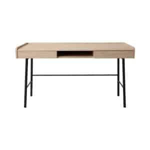 Bureau décor bois pieds métal 2 tiroirs Mila