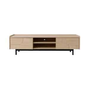 Meuble TV décor bois pieds métal 2 portes Mila