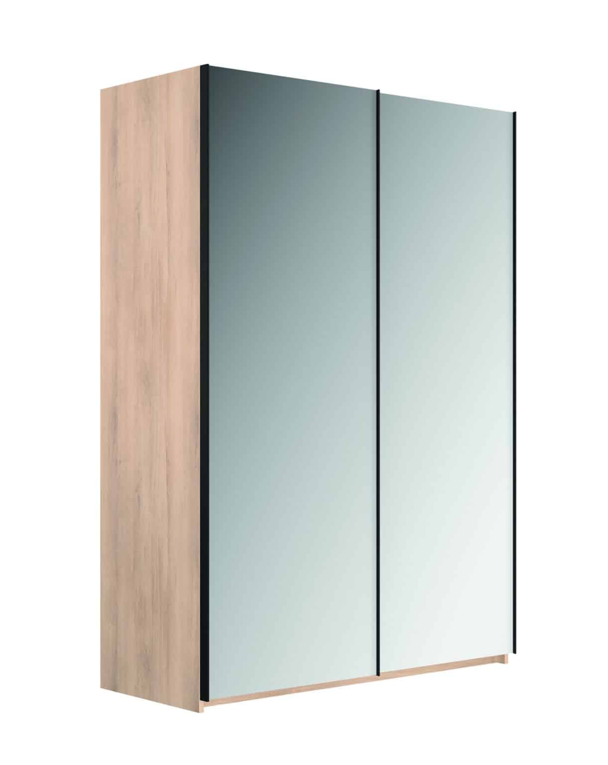 Armoire Aria 2 portes glaces coulissantes en Chêne Tronçais