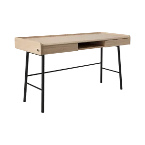 Bureau décor bois pieds métal 2 tiroirs Mila