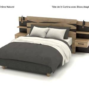 Tête de lit Cortina avec Blocs Etagères avec tiroirs