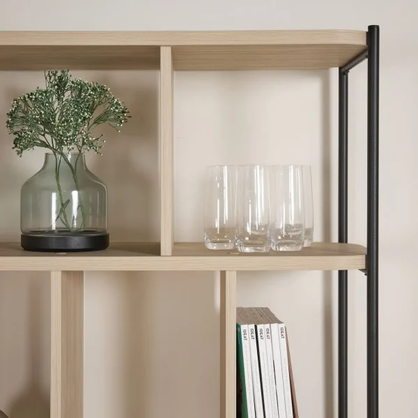 Bibliothèque décor bois pieds métal avec tiroir Mila – Image 7