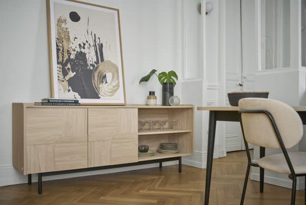Buffet décor bois pieds métal 2 portes Mila – Image 7