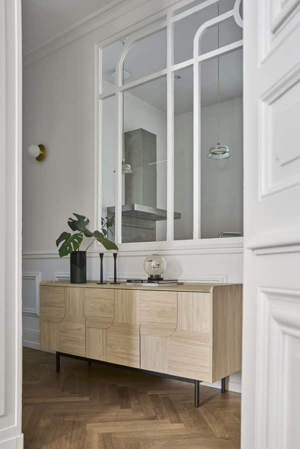 Buffet décor bois pieds métal 3 portes Mila – Image 2