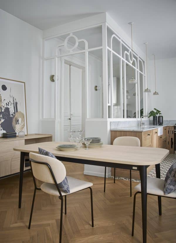 Table à manger extensible décor bois pieds métal 6 à 8 personnes Mila – Image 7