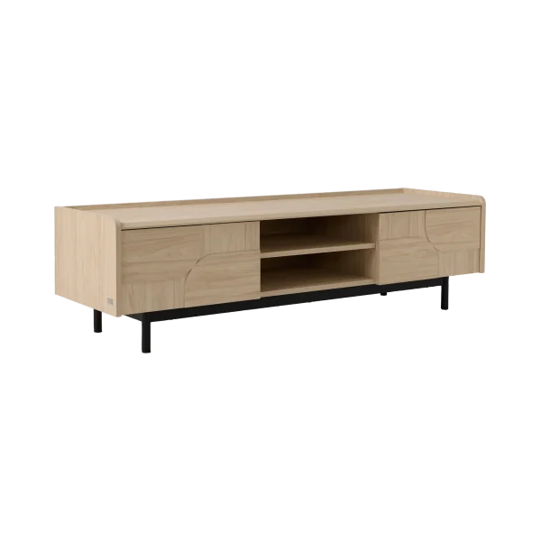 Meuble TV décor bois pieds métal 2 portes Mila – Image 3