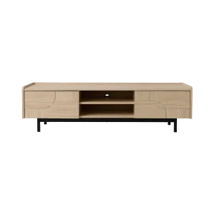 Meuble TV décor bois pieds métal 2 portes Mila