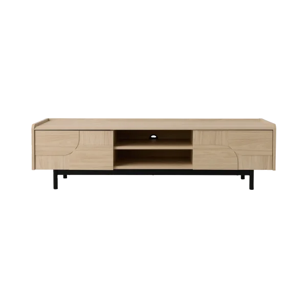 Meuble TV décor bois pieds métal 2 portes Mila