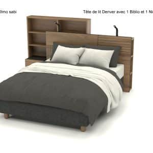 Tête de lit Denver avec 1 Biblio et 1 Niche latérale