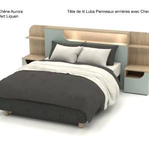 Tête de lit Luba avec Panneaux arrières et Chevets