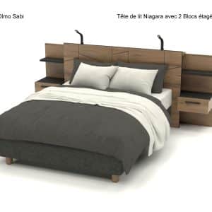 Tête de lit Niagara avec 2 Blocs étagères
