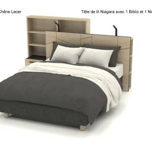 Tête de lit Niagara avec 1 Biblio et 1 Niche latérale